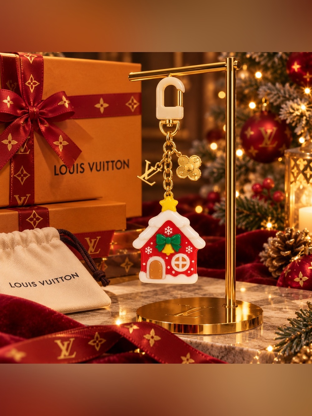 Gingerbread House Christmas Winter Keychain Bag Charm
